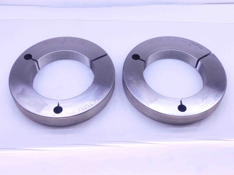 M100 X 2 6g METRIC THREAD RING GAGES 100 2.0 GO NO GO P.D.'S = 98.663 & 98.473 - DW32257CF4