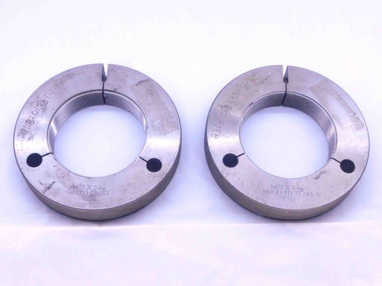 M75 X 2 6g VERMONT THREAD RING GAGES 75 2.0 GO NO GO P.D.'S = 73.663 & 73.483 - DW32265CF4