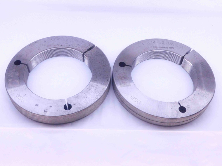4 3/4 12 UN 2A THREAD RING GAGES 4.75 4.750 GO NO GO P.D.'S = 4.6939 & 4.6872 - DW32270CF4