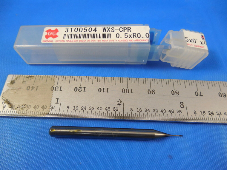 OSG 0.5mm 2 Flute Single End Carbide 0.05mm Corner Radius Spiral Flute End Mill