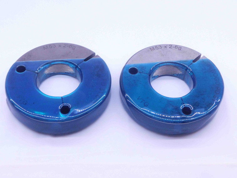 M53 X 2 6g VERMONT THREAD RING GAGES 53 2.0 GO NO GO P.D.'S = 51.663 & 51.483 - DW32271CF4