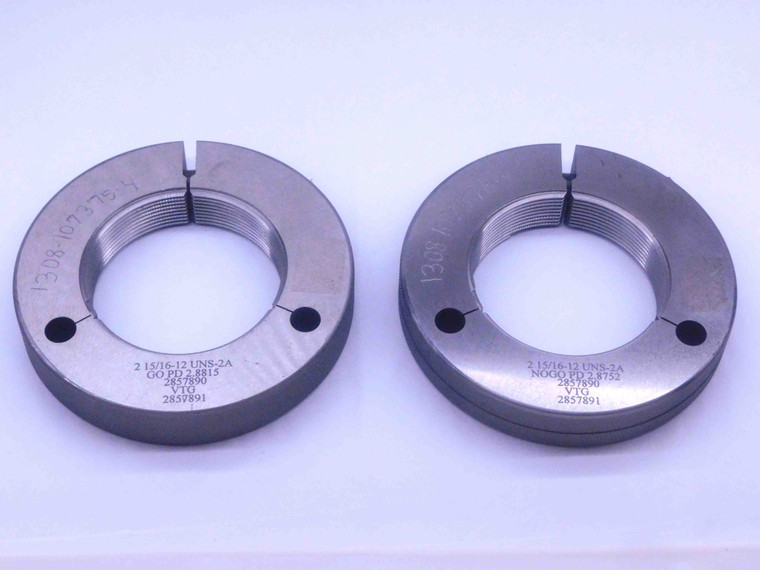 2 15/16 12 UNS 2A VERMONT THREAD RING GAGES 2.9375 GO NO GO PDS= 2.8815 & 2.8752 - DW32276CF4