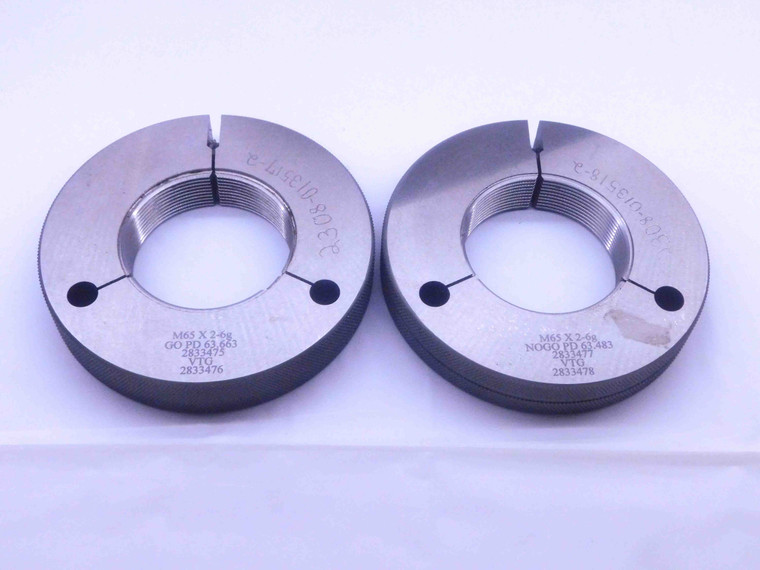M65 X 2 6g VERMONT THREAD RING GAGES 65 2.0 GO NO GO P.D.'S = 63.663 & 63.483 - DW32278CF4
