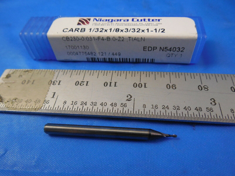 Niagara Cutter 1/32" Dia 3/32" Length of Cut 2 Flute Solid Carbide Ball End Mill