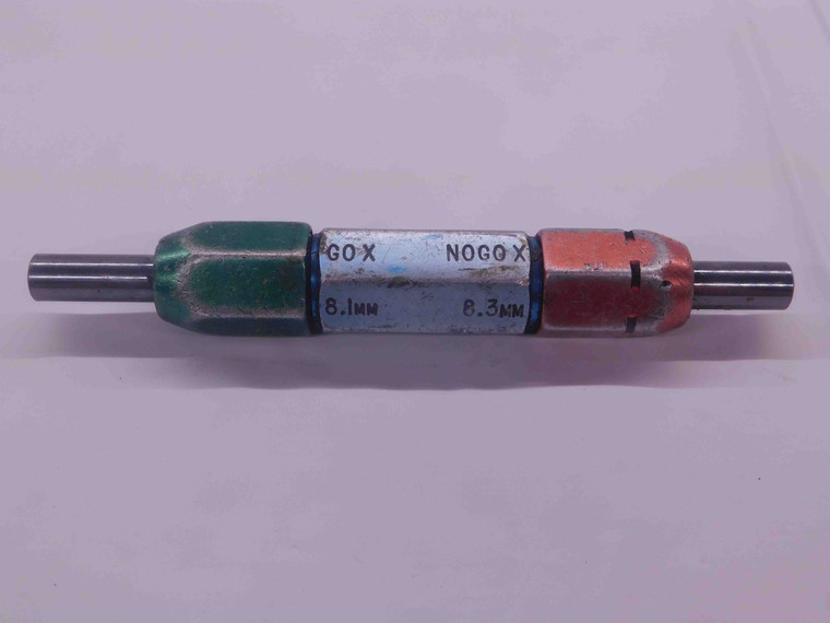 8.100 & 8.300 CL X METRIC PIN PLUG GAGE GO NO GO 8.000 +.100 8 .3189 8.10 8.30 - MW0593CM4