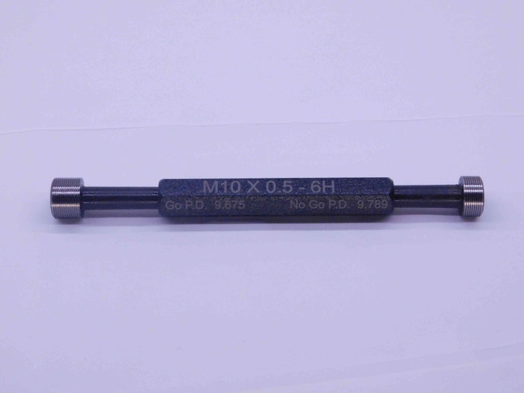 NEW M10 X .5 6H METRIC THREAD PLUG GAGE 10 0.5 GO NO GO P.D.'S = 9.675 & 9.789 - DW32371MSAF