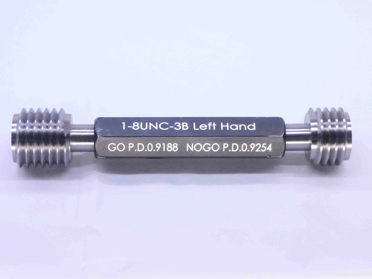 NEW 1" 8 UNC 3B LEFT HAND THREAD PLUG GAGE 1.0 GO NO GO PD'S = .9188 & .9254 LH - DW32457MJ