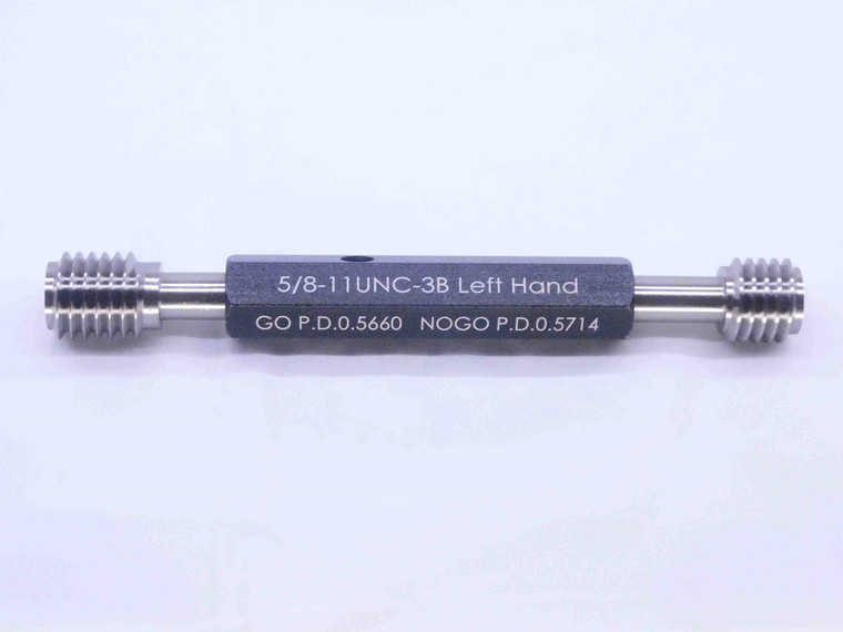 NEW 5/8 11 UNC 3B LEFT HAND THREAD PLUG GAGE .625 GO NO GO PDS= .5660 & .5714 LH - DW32459MJ