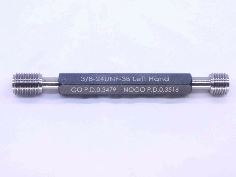NEW 3/8 24 UNF 3B LEFT HAND THREAD PLUG GAGE .375 GO NO GO PDS= .3479 & .3516 LH - DW32485MJ