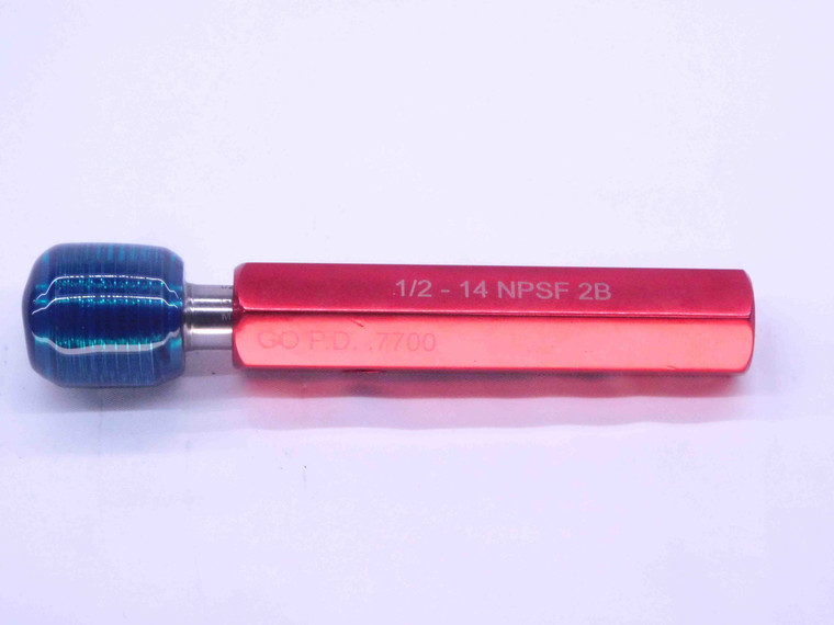 1/2 14 NPSF PIPE THREAD PLUG GAGE .5 .50 .500 .5000 GO ONLY P.D. = .7700 2B - DW32516LVR