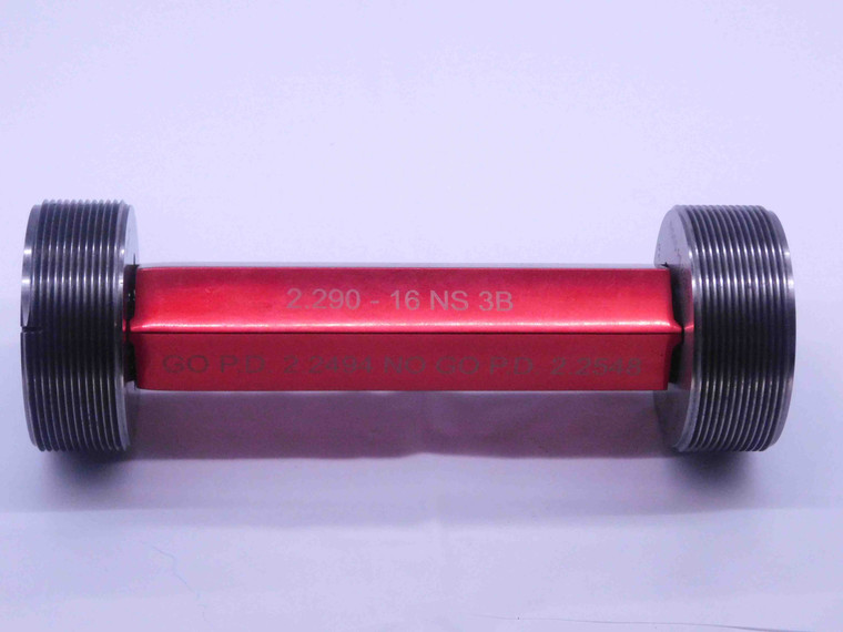 2.290 16 NS 3B THREAD PLUG GAGE 2.29 GO NO GO P.D.'S = 2.2494 & 2.2548 UNS-3B - DW32561LVR
