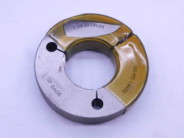 1 7/8 20 UN 2A THREAD RING GAGE 1.875 1.8750 GO ONLY P.D. = 1.8410 INSPECTION - DW32673CD4