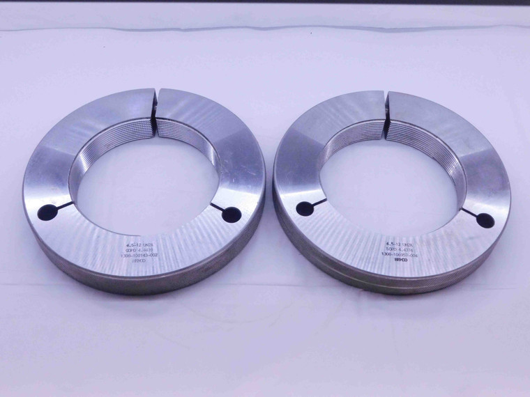 4 1/2 12 UN 2A THREAD RING GAGES 4.5 4.50 GO NO GO P.D.'S = 4.4439 & 4.4374 - DW32687CB4