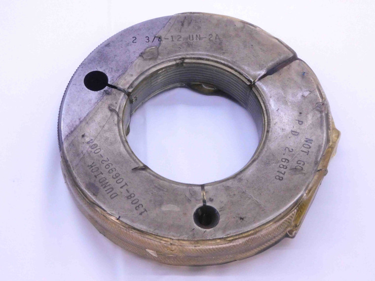 2 3/4 12 UN 2A THREAD RING GAGE 2.75 2.750 2.7500 NO GO ONLY P.D. = 2.6878 CHECK - DW32691CB4