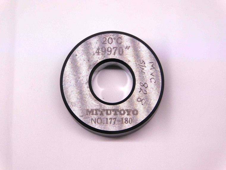 MITUTOYO .4997 MASTER PLAIN BORE RING GAGE .5000 -.0003 UNDERSIZE 1/2 12.692 mm - BR8471LVR