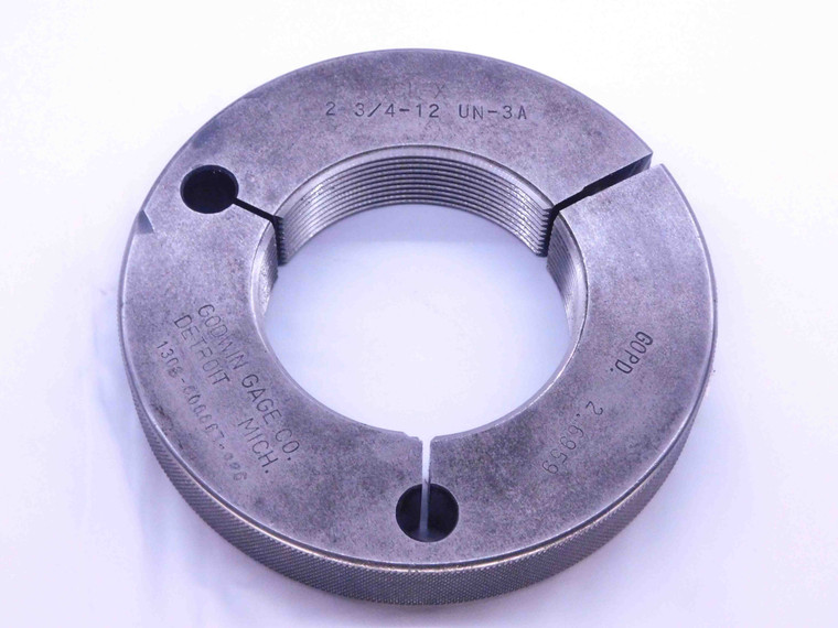 2 3/4 12 UN 3A THREAD RING GAGE 2.75 2.750 2.7500 GO ONLY P.D. = 2.6959 CHECK - DW32709CB4