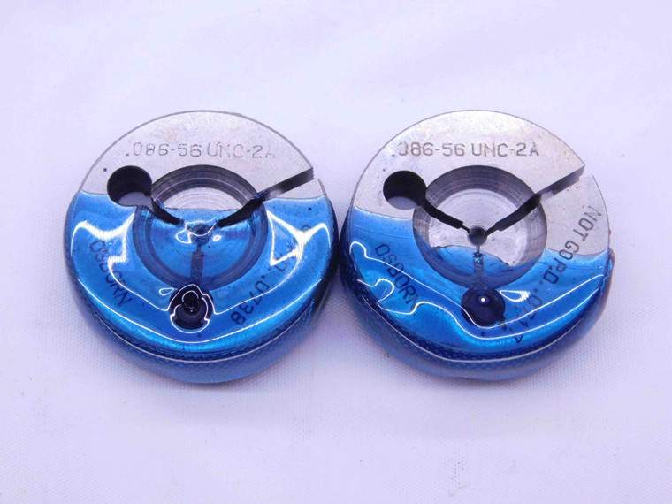 2 56 UNC 2A THREAD RING GAGES #2 .086 .0860 GO NO GO P.D.'S = .0738 & .0717 - BL1626BU