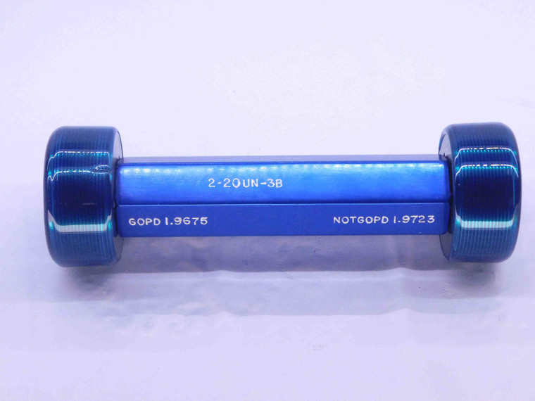 2" 20 UN 3B THREAD PLUG GAGE 2.0 2.00 2.000 GO NO GO P.D.'S = 1.9675 & 1.9723 - DW32762CJ4
