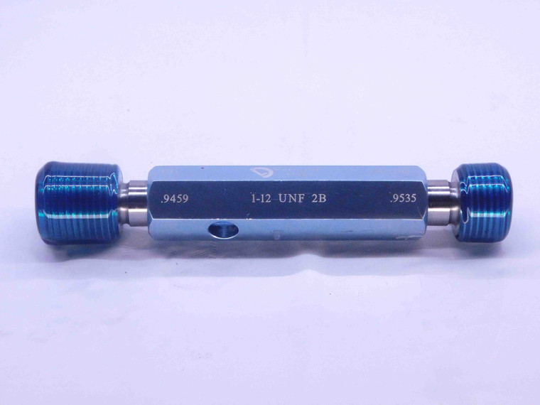 1" 12 UNF 2B VERMONT THREAD PLUG GAGE 1.0 1.00 GO NO GO P.D.'S = .9459 & .9535 - DW32764CJ4