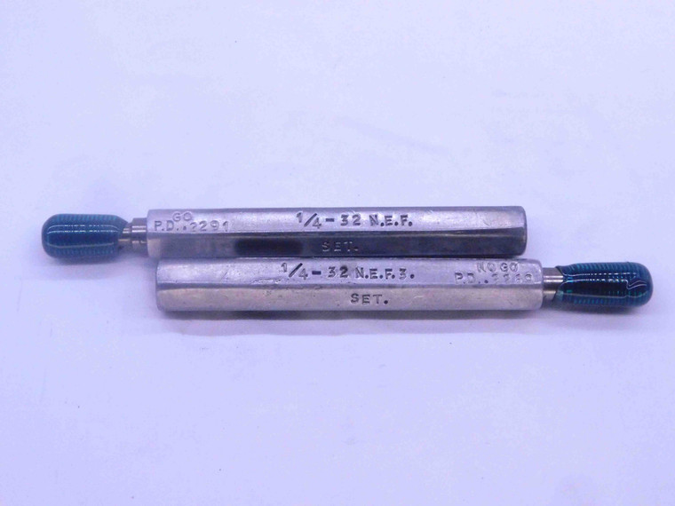 1/4 32 NEF 3 SET THREAD PLUG GAGE .25 .250 .2500 GO NO GO P.D.'S = .2291 & .2269 - DW32853CT4
