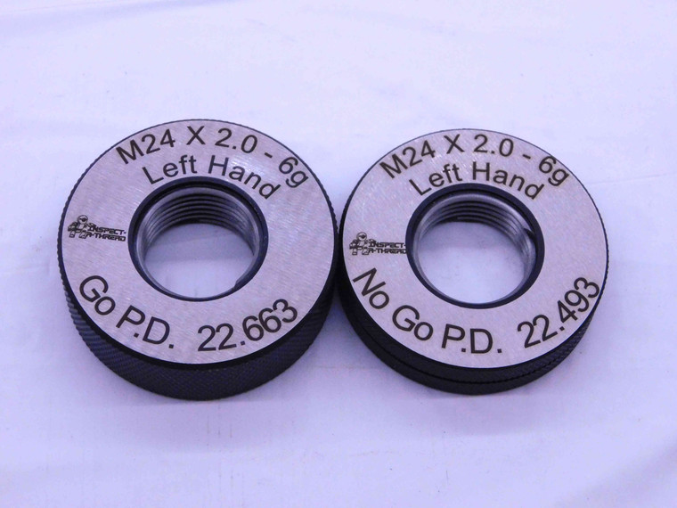 NEW M24 X 2 6g SOLID LEFT HAND THREAD RING GAGES 24 2.0 GO NO GO = 22.663 22.493 - DW32861MSAF