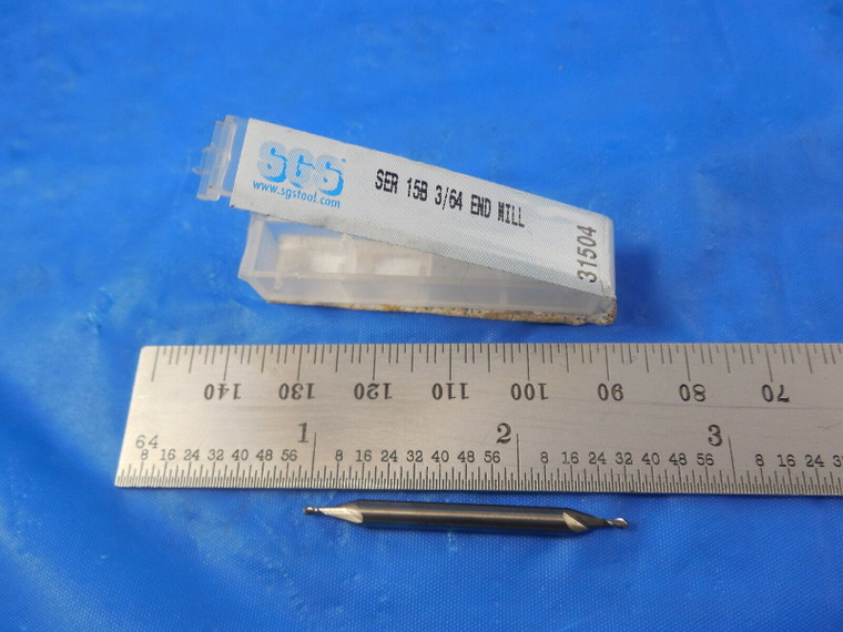 SGS 3/64" Diam, 3/32" Length of Cut, 2 Flute Solid Carbide Ball End Mill Tool