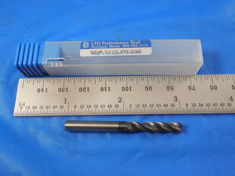 CID PERFORMANCE SS4 1875 3/16 DIA 9/16 LOC 2" OAL 4 FLUTE CARBIDE END MILL TOOL