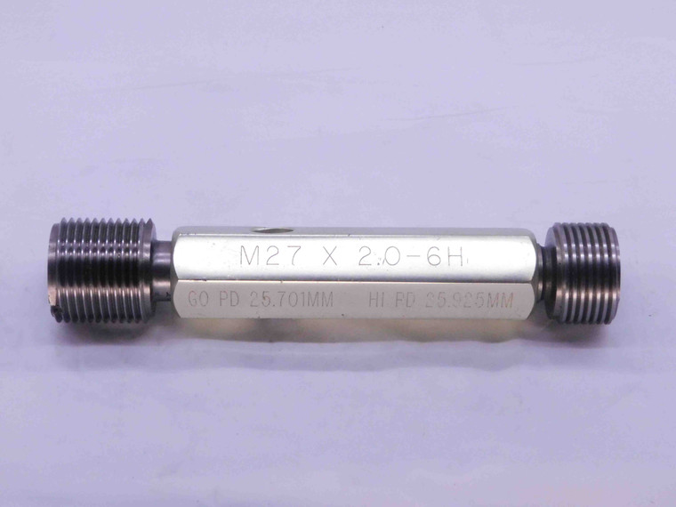 M27 X 2 6H METRIC THREAD PLUG GAGE 27 2.0 GO NO GO P.D.'S = 25.701 & 25.925 - DW32896CT4