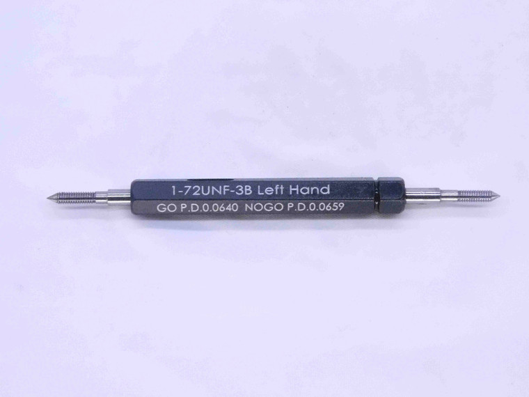 NEW 1 72 UNF 3B LEFT HAND THREAD PLUG GAGE #1 .073 GO NO GO = .0640 & .0659 LH - DW32942MJ