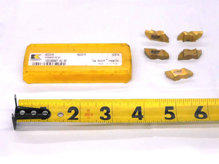 5pcs NEW KENNAMETAL NG331R KC810 TiN COATED CARBIDE GROOVING INSERTS INDEXABLE - MW2124CT4