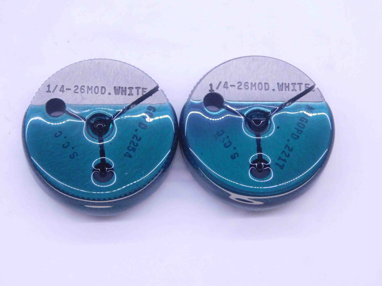 1/4 26 MOD WHIT THREAD RING GAGES .25 .250 .2500 GO NO GO P.D.'S = .2254 & .2217 - DW32995CT4