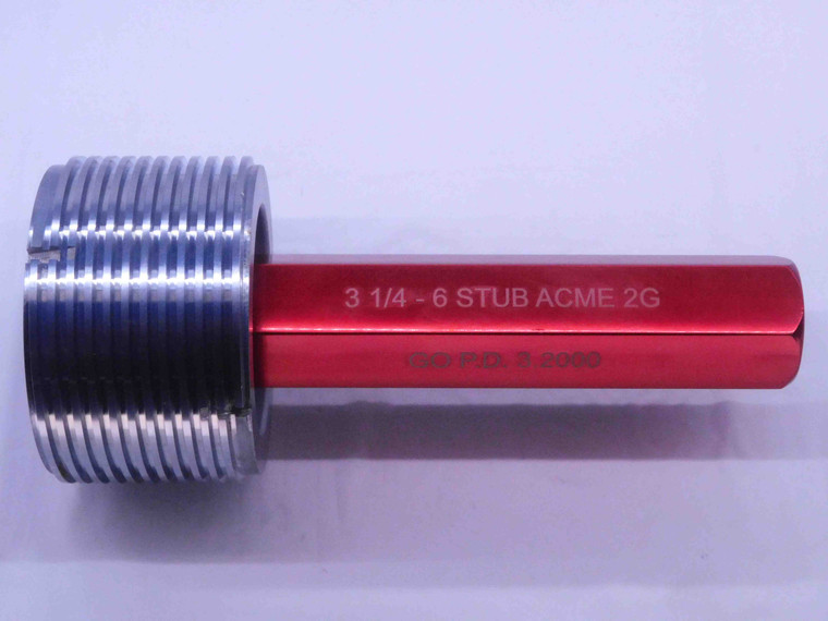 3 1/4 6 STUB ACME 2G THREAD PLUG GAGE 3.25 3.250 3.2500 GO ONLY P.D. = 3.2000 - DW33011LVR