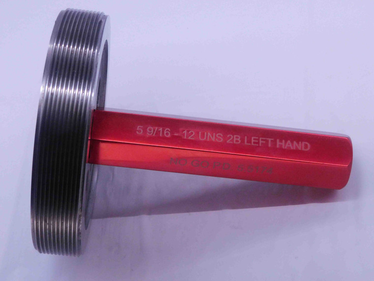5 9/16 12 UNS 2B LEFT HAND THREAD PLUG GAGE 5.5625 NO GO ONLY P.D. = 5.5174 L.H. - DW33019LVR