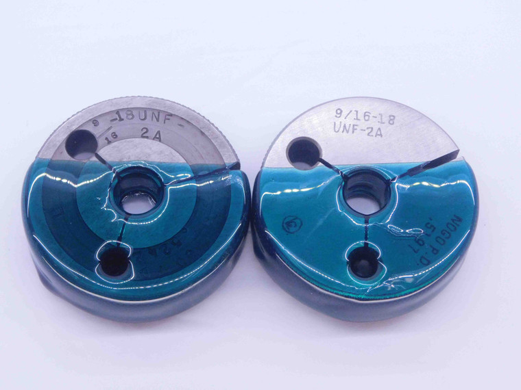 9/16 18 UNF 2A SPECIAL THREAD RING GAGES .5625 GO NO GO P.D.'S = .5242 & .5197 - DW33029CT4