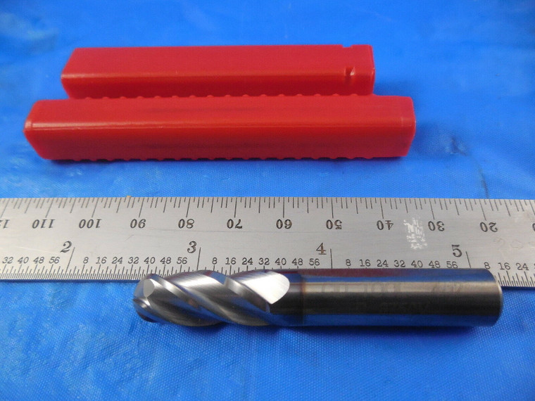 LOT OF 3  3/8 DIA .922 LOC 3/8 SHANK 2 5/16 OAL 4 FLUTE BALL NOSE END MILLS.