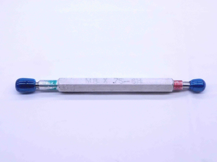 M8 X .75 6H METRIC THREAD PLUG GAGE 8 0.75 GO NO GO P.D.'S = 7.513 & 7.645 CHECK - DW33166CT4