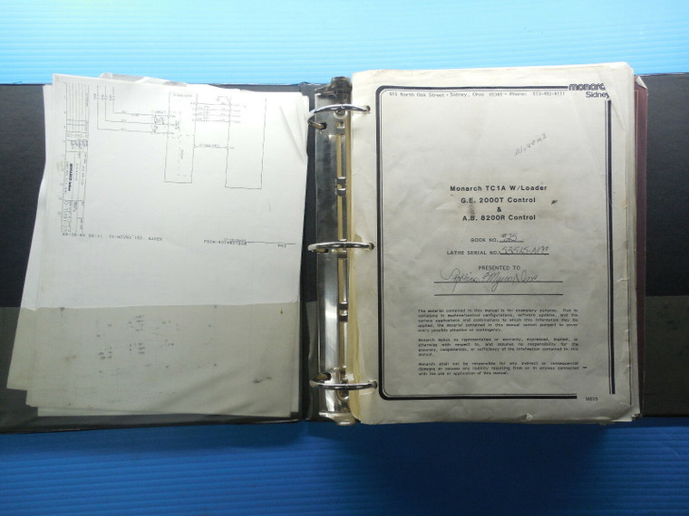 MONARCH TC1A LATHE W/ LOADER INSTRUCTION MANUAL INSTALLATION MAINTENANCE