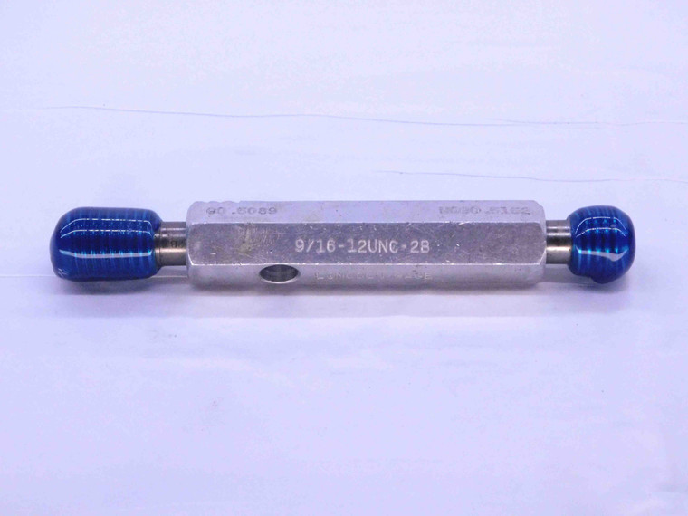 9/16 12 UNC 2B SPECIAL THREAD PLUG GAGE .5625 GO NO GO P.D.'S = .5089 & .5152 - DW33236CT4