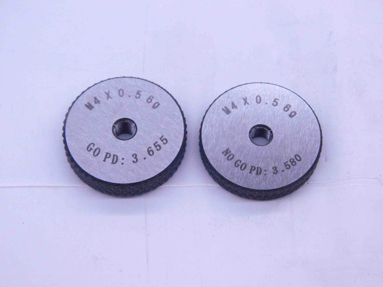 NEW M4 X .5 6g SOLID THREAD RING GAGES 4 0.5 GO NO GO P.D.'S = 3.655 & 3.580 - DW33329MJ