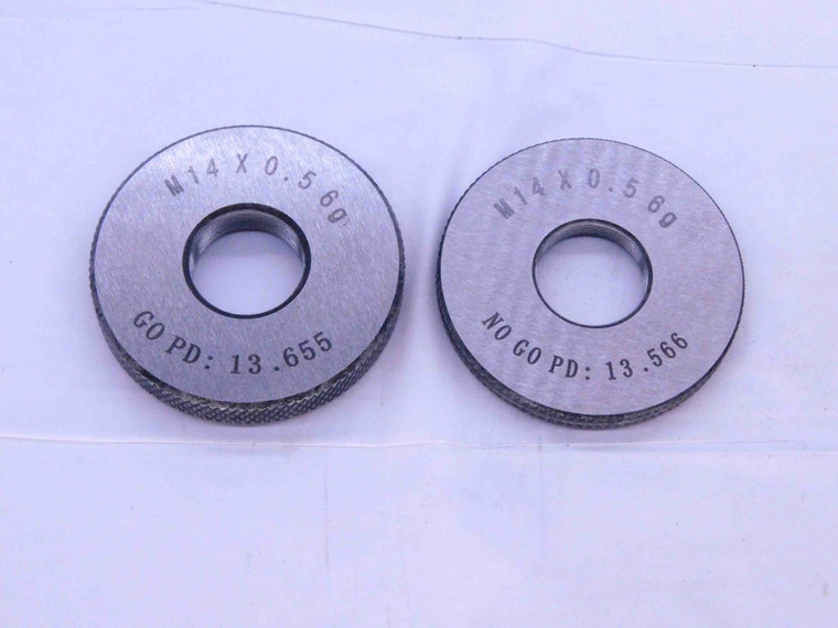 NEW M14 X .5 6g SOLID THREAD RING GAGES 14 0.5 GO NO GO P.D.'S = 13.655 & 13.566 - DW33332MJ