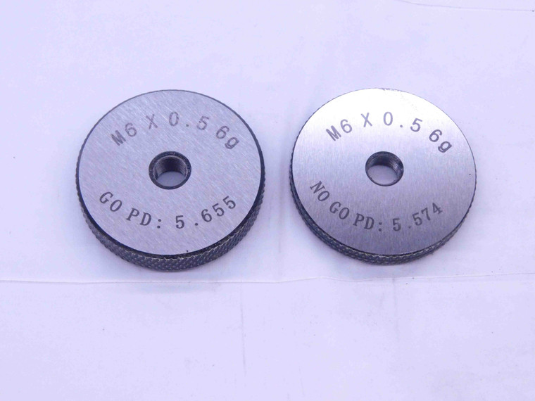 NEW M6 X .5 6g SOLID THREAD RING GAGES 6 0.5 GO NO GO P.D.'S = 5.655 & 5.574 - DW33333MJ