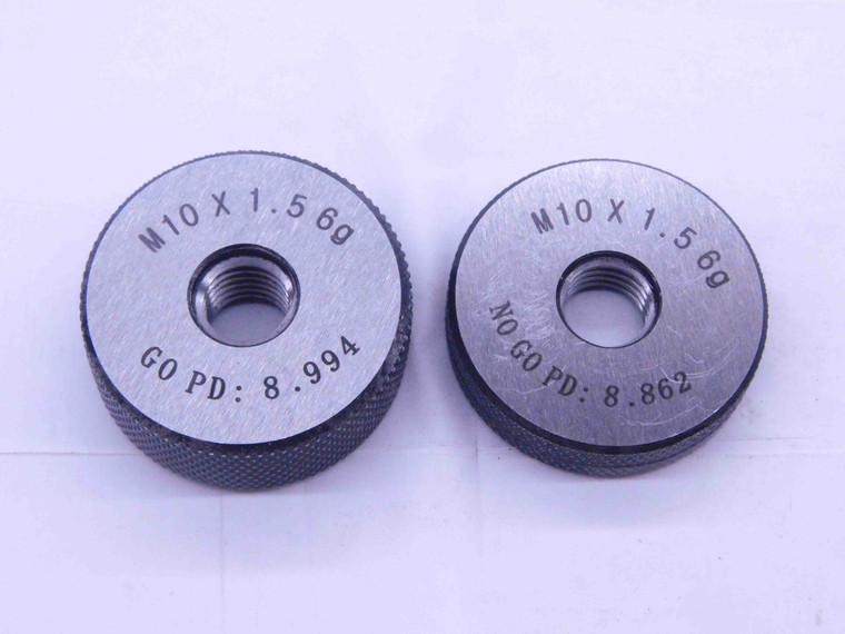 NEW M10 X 1.5 6g SOLID THREAD RING GAGES 10 GO NO GO P.D.'S = 8.994 & 8.862 - DW33334MJ