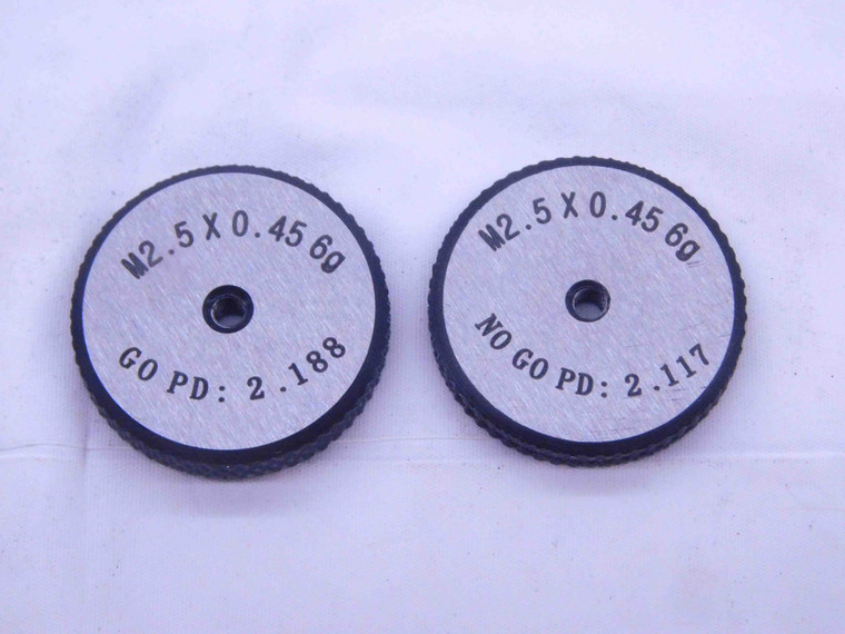 NEW M2.5 X .45 6g SOLID THREAD RING GAGES 2.5 0.45 GO NO GO PD'S = 2.188 & 2.117 - DW33344MJ
