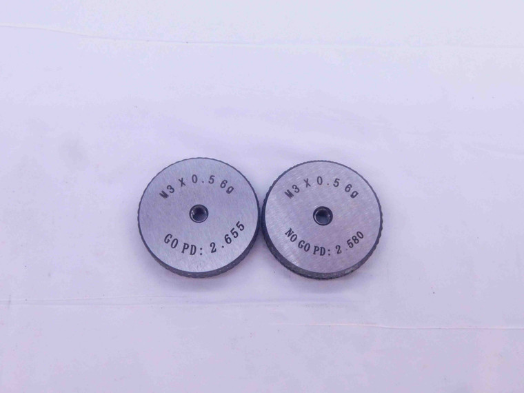 NEW M3 X .5 6g SOLID THREAD RING GAGES 3 0.5 GO NO GO P.D.'S = 2.655 & 2.580 - DW33351MJ