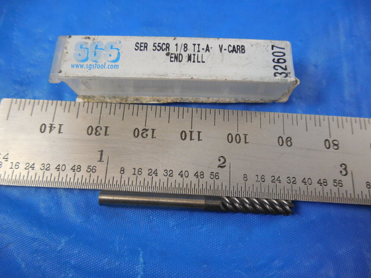 SGS 1/8" 5 Flute Single End Solid Carbide Spiral Flute 55 Corner Radius End Mill