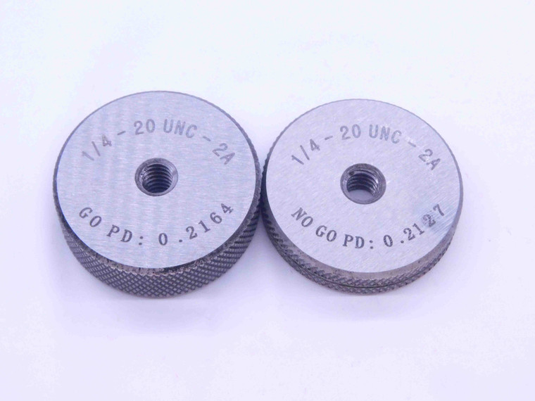 NEW 1/4 20 UNC 2A SOLID THREAD RING GAGES .25 GO NO GO P.D.'S = .2164 & .2127 - DW33376MJ