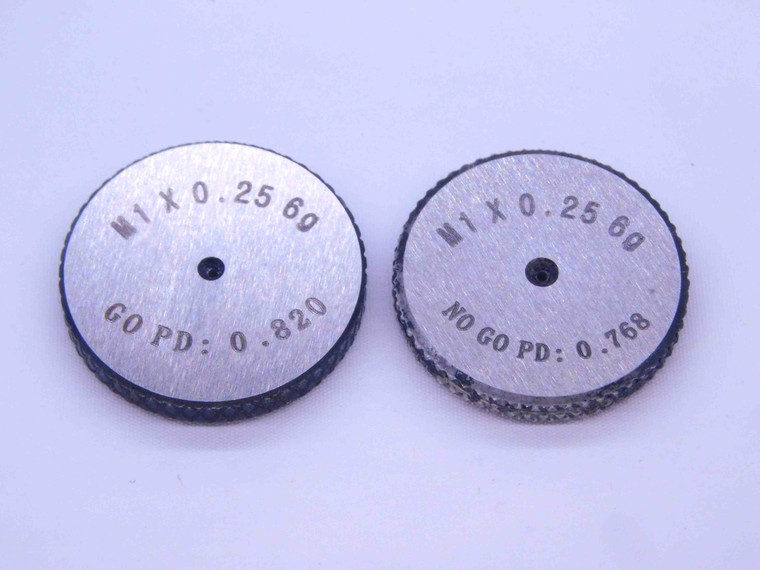 NEW M1 X .25 6g SOLID THREAD RING GAGES 1 0.25 GO NO GO PD'S = .820 & .768 1 UNM - DW33382MJ