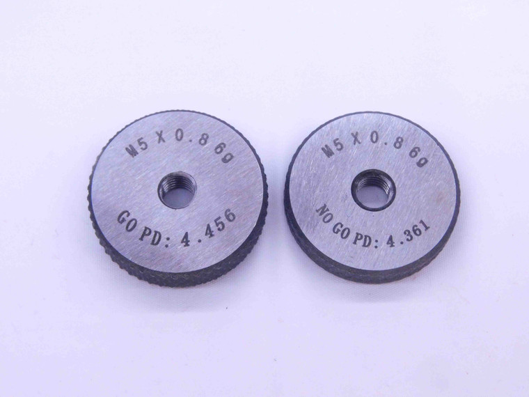 NEW M5 X .8 6g SOLID THREAD RING GAGES 5 0.8 GO NO GO P.D.'S = 4.456 & 4.361 - DW33390MJ