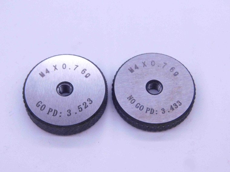 NEW M4 X .7 6g SOLID THREAD RING GAGES 4 0.7 GO NO GO P.D.'S = 3.523 & 3.433 - DW33395MJ