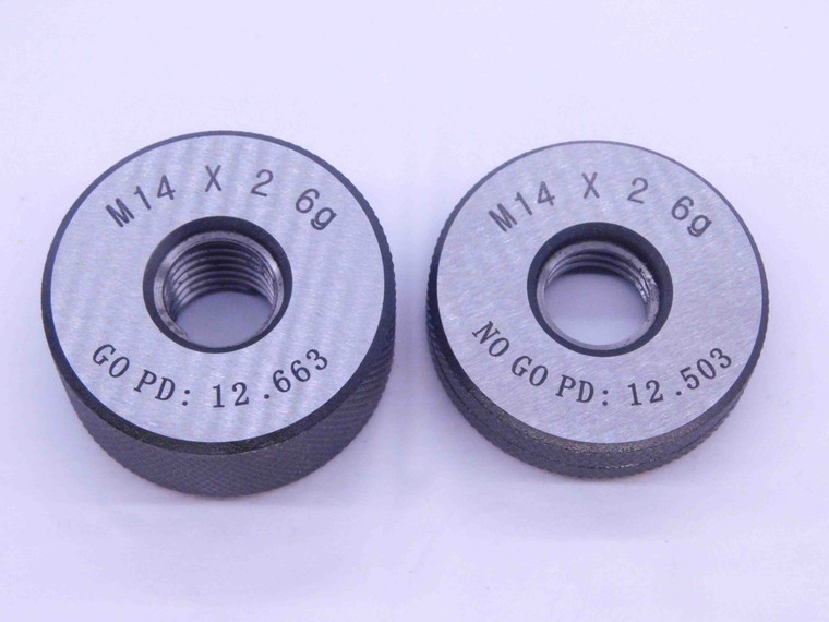 NEW M14 X 2 6g SOLID THREAD RING GAGES 14 2.0 GO NO GO P.D.'S = 12.663 & 12.503 - DW33396MJ